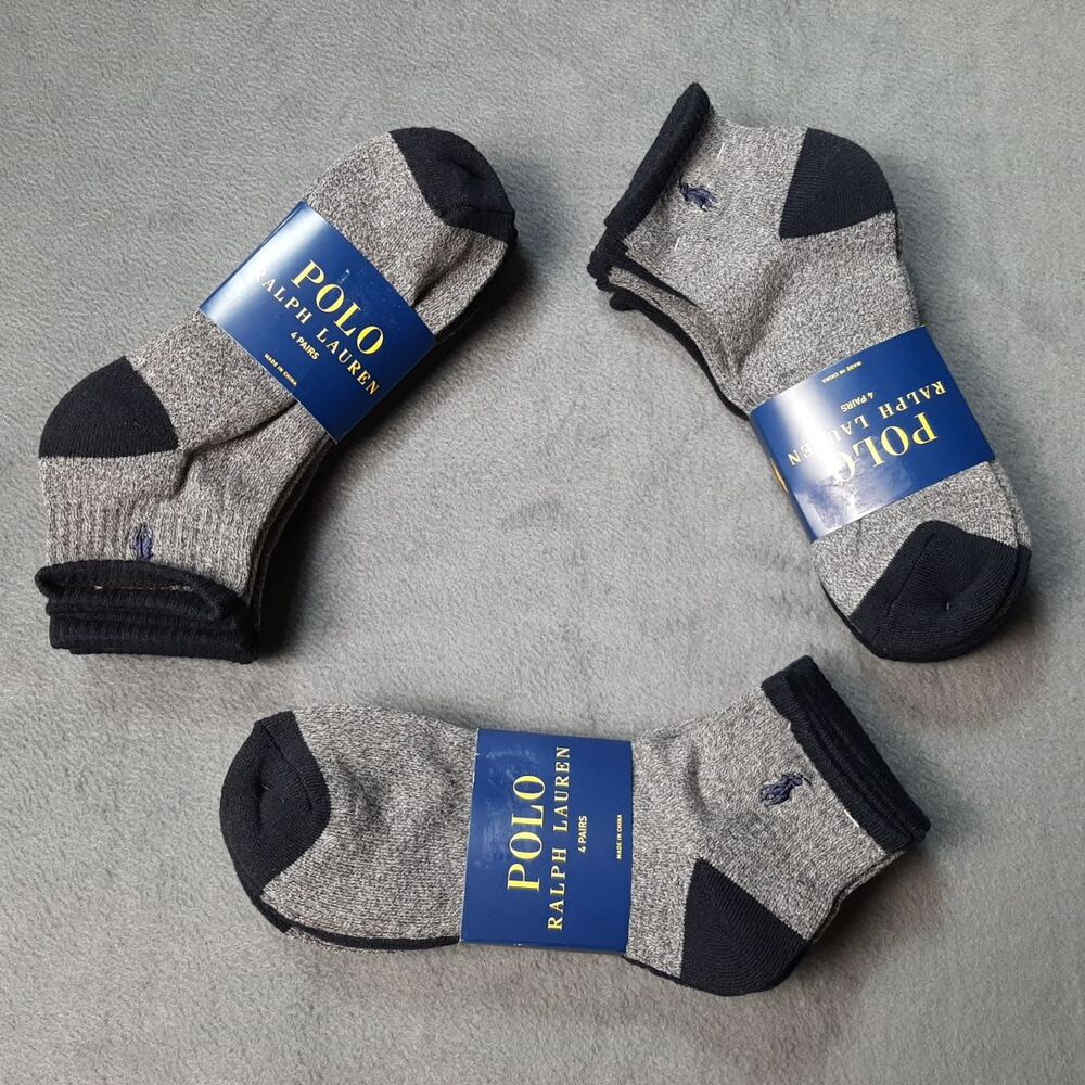 Polo Ralph Lauren Socks Mens Gray 4 Pairs PRL ZP113858PKN 3-PACK BUNDLE!